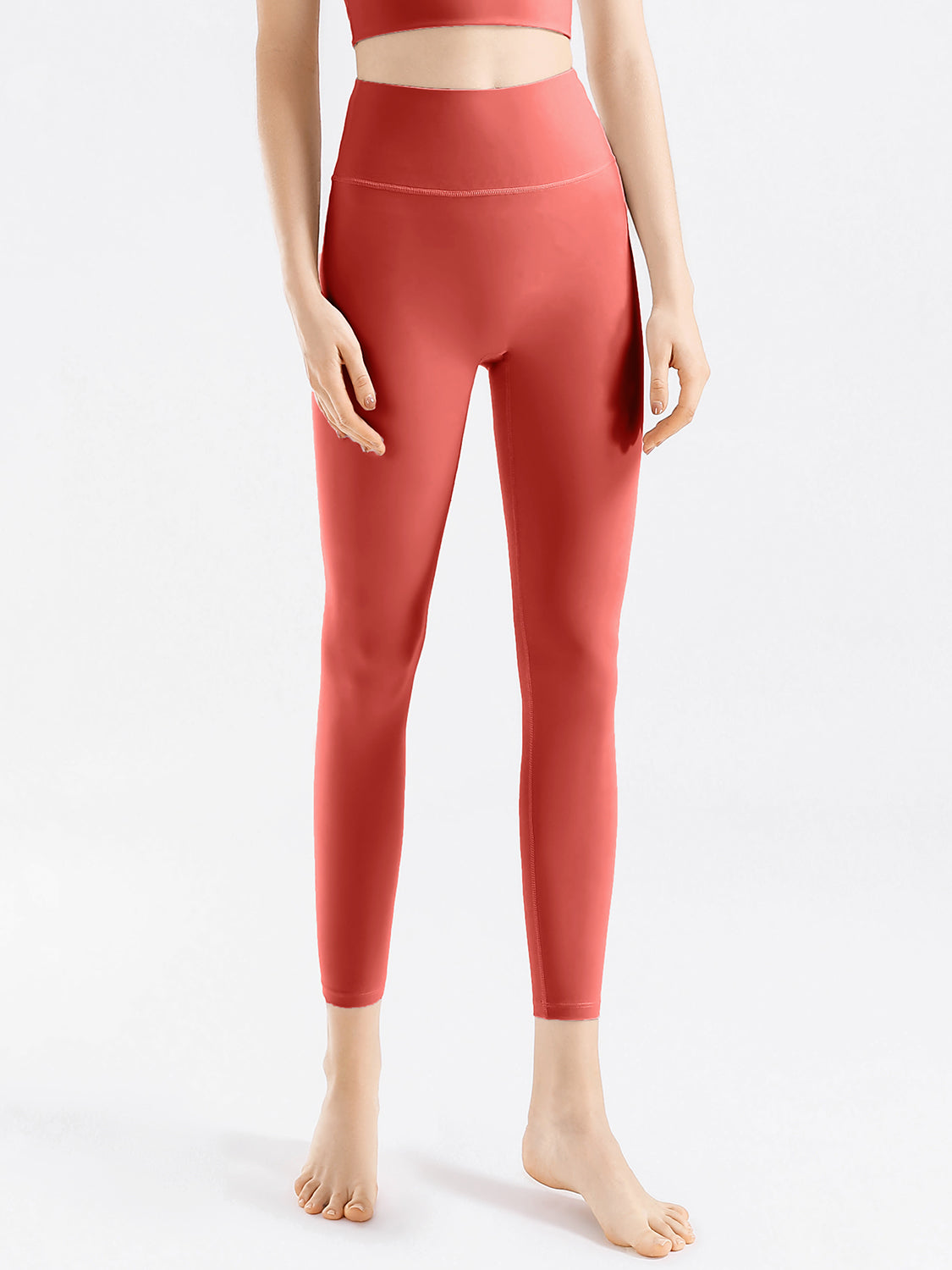 High Waist Active Pants Orange-Red