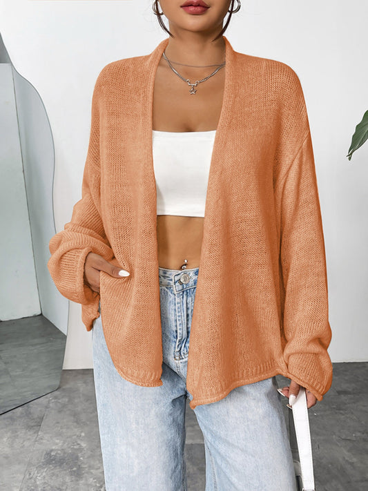 Open Front Dropped Shoulder Cardigan Sherbet