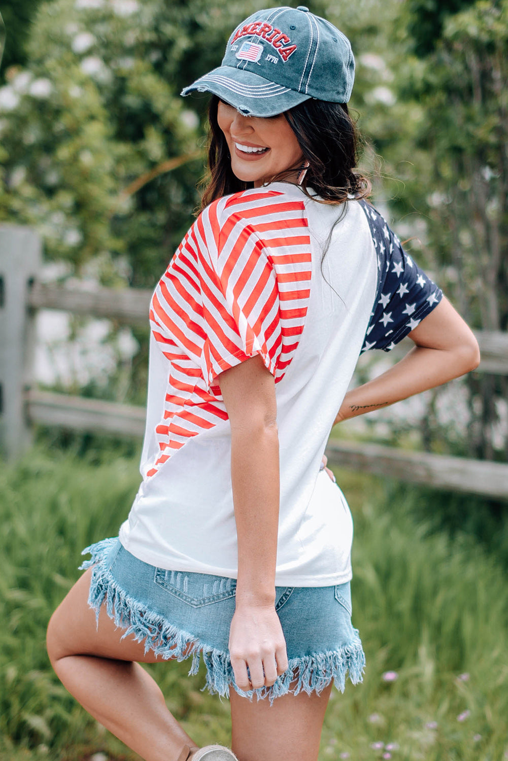 American Flag Relaxed V-Neck Tee