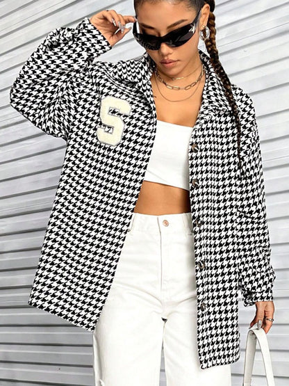 Houndstooth Button-Down Shacket