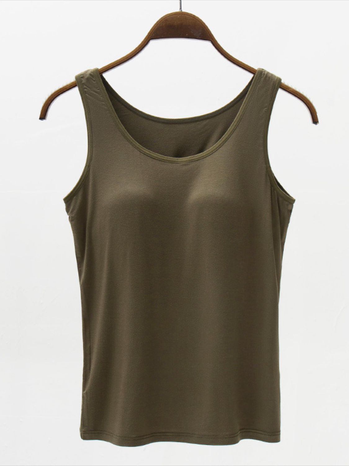 Modal Bralette Tank Top with Wide Straps Army Green