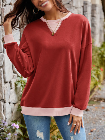 Women's Contrast Long Sleeve Sweatshirt