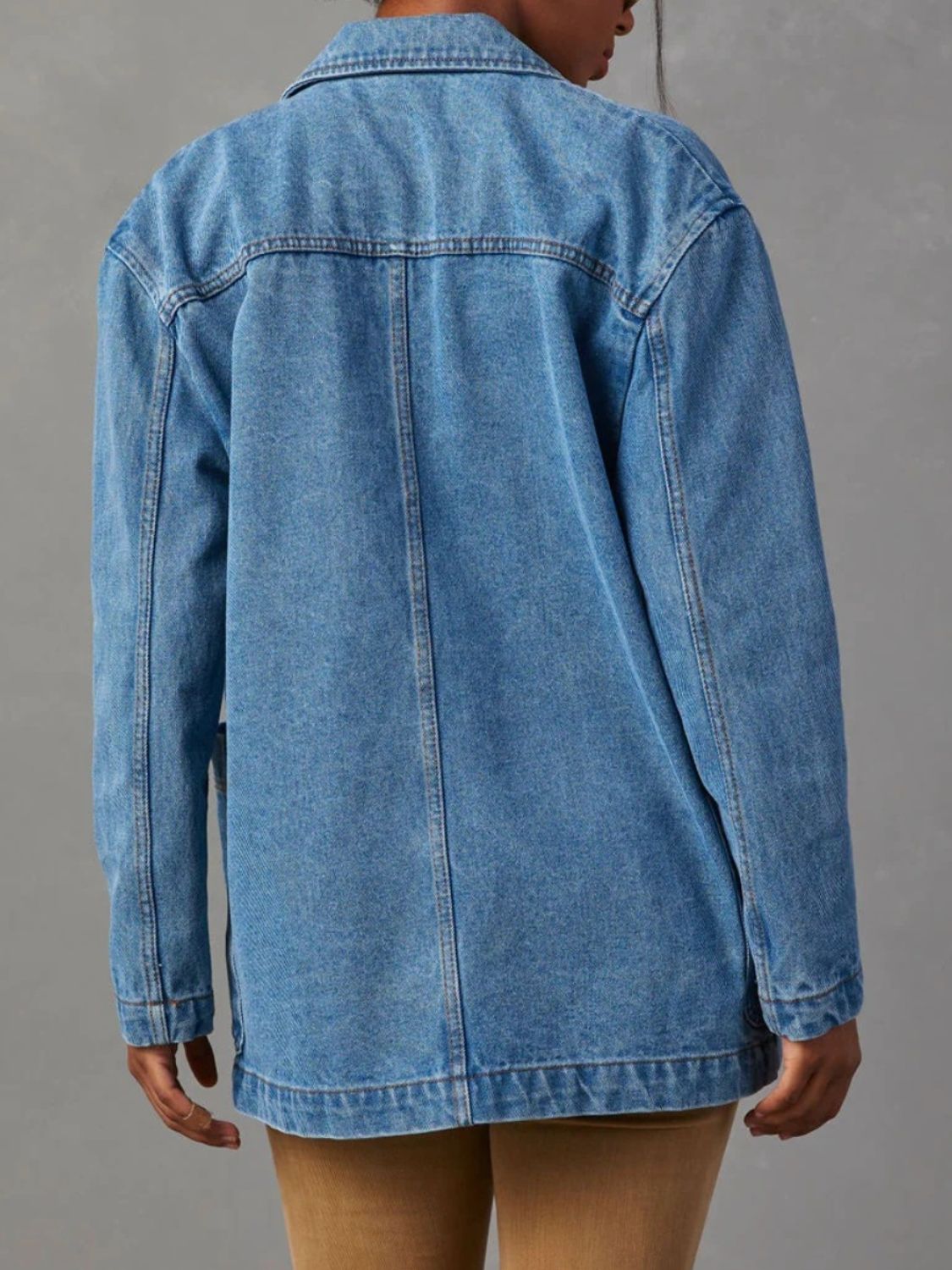 Classic Denim Jacket with Lapel Collar