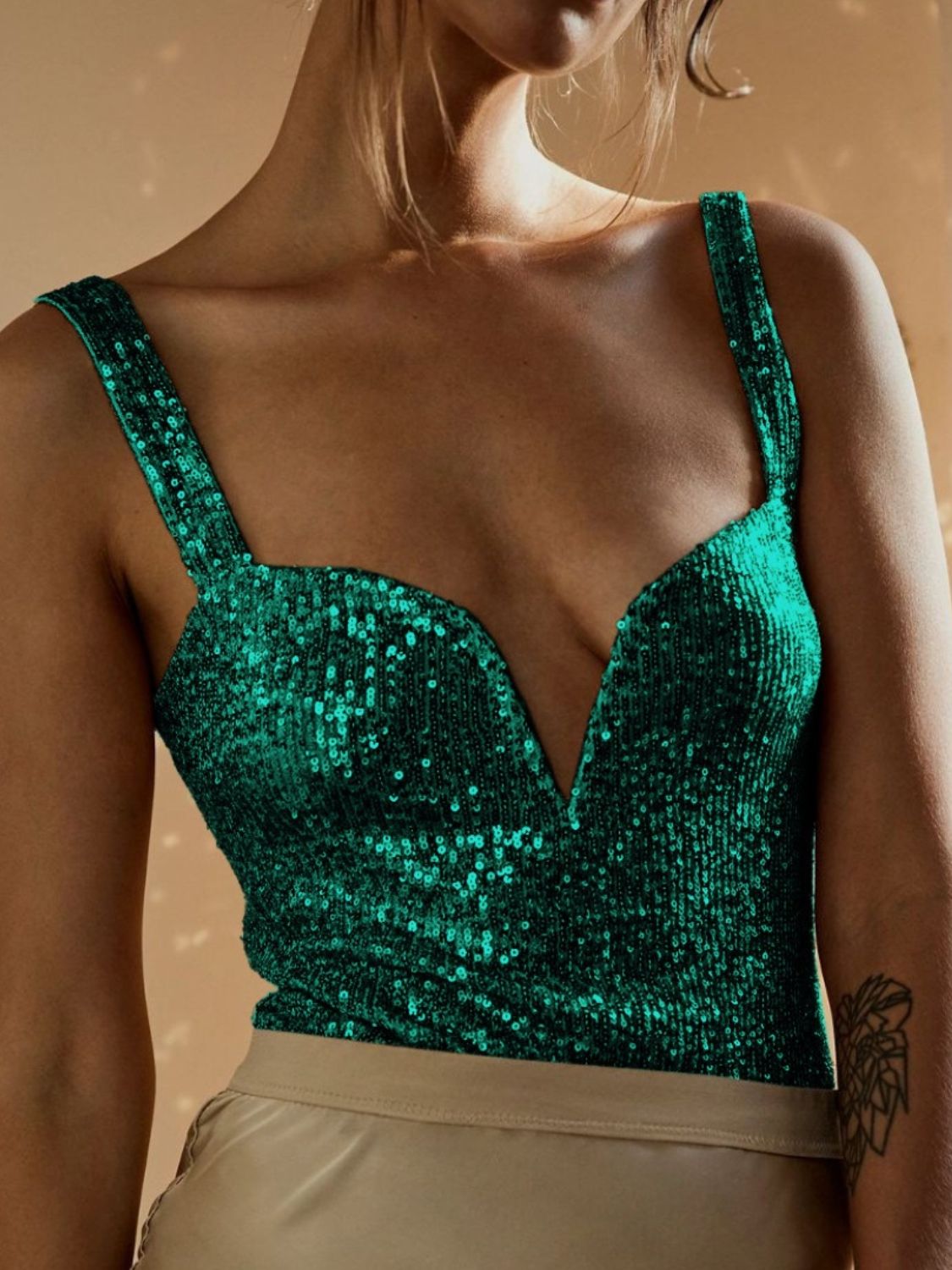 Sequin Wide Strap Bodysuit