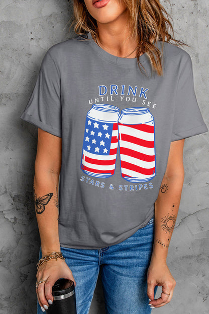 US Flag Graphic Short Sleeve Tee Mid Gray