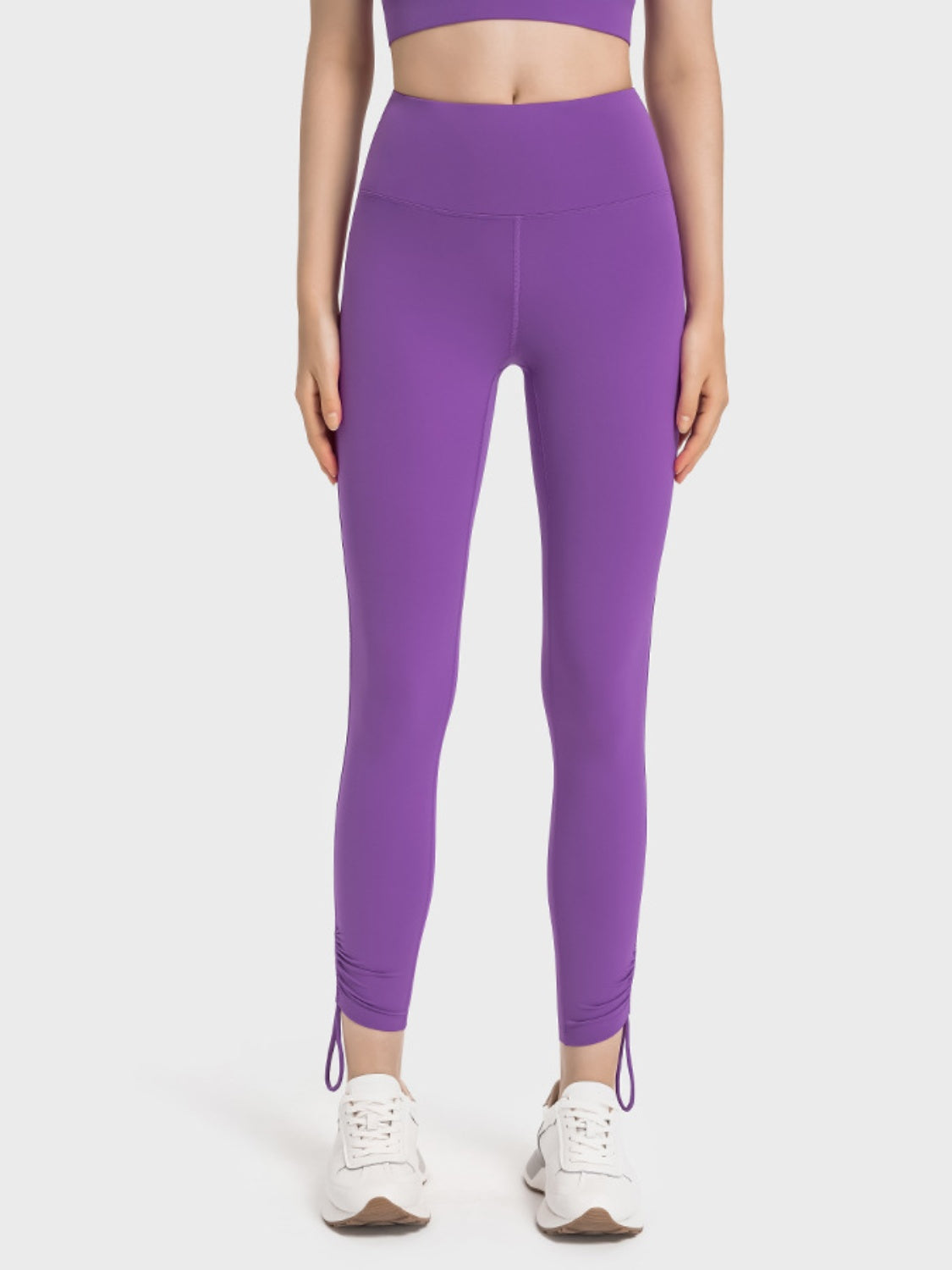 Drawstring High Waist Active Pants Purple