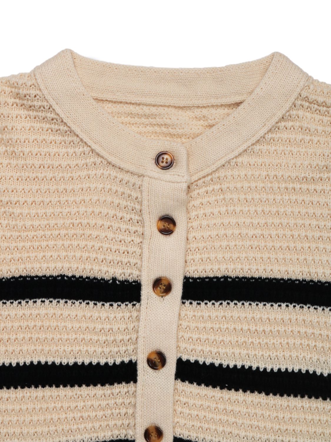 Perfee Striped Half Button Long Sleeve Sweater