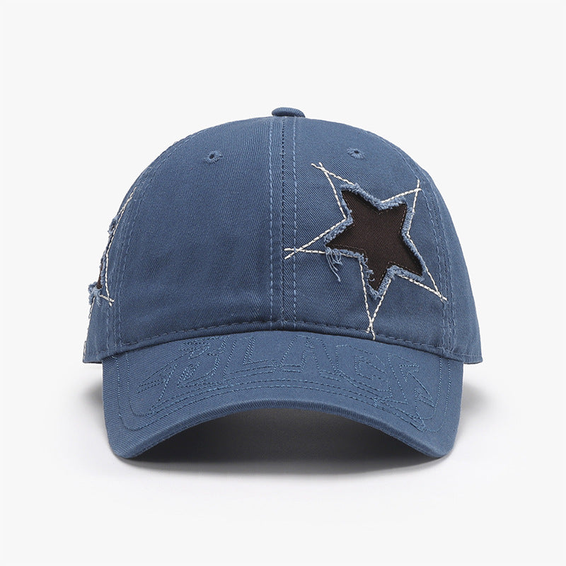 Distressed Star Raw Hem Cap for Women Medium One Size