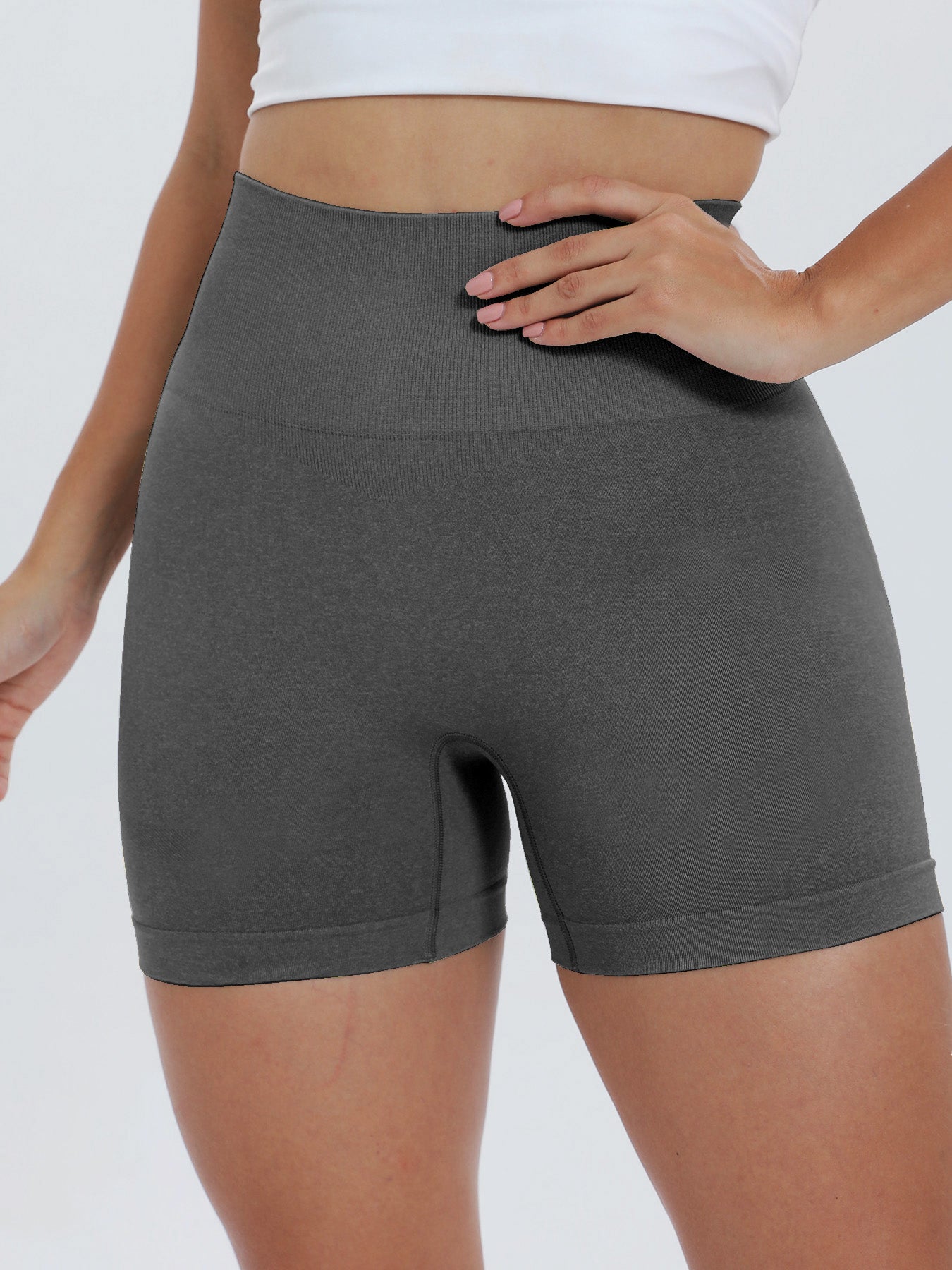 High Waist Active Shorts Dark Gray