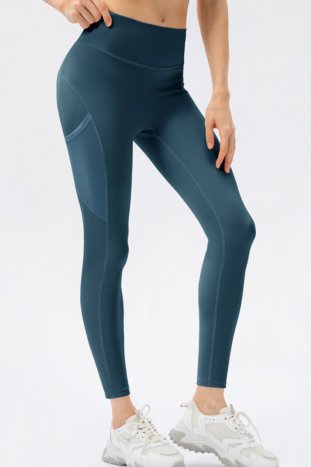 High Waist Slim Fit Long Sports Pants Deep Teal