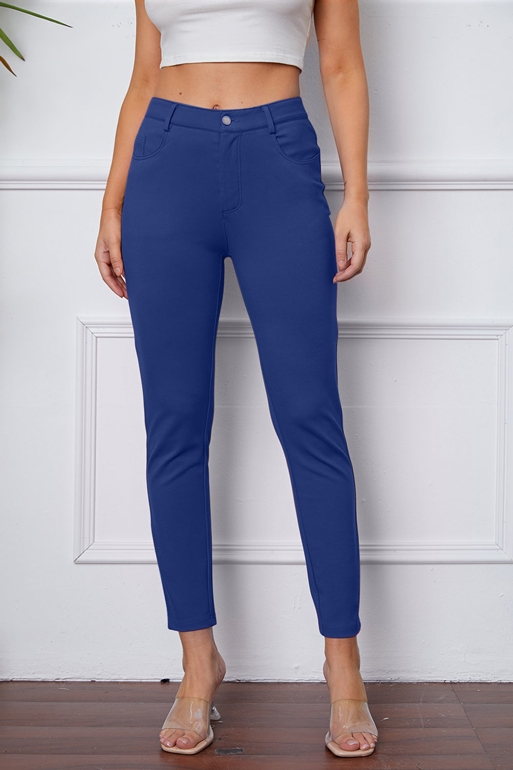 High Waist Stretchy Rayon Blend Pants