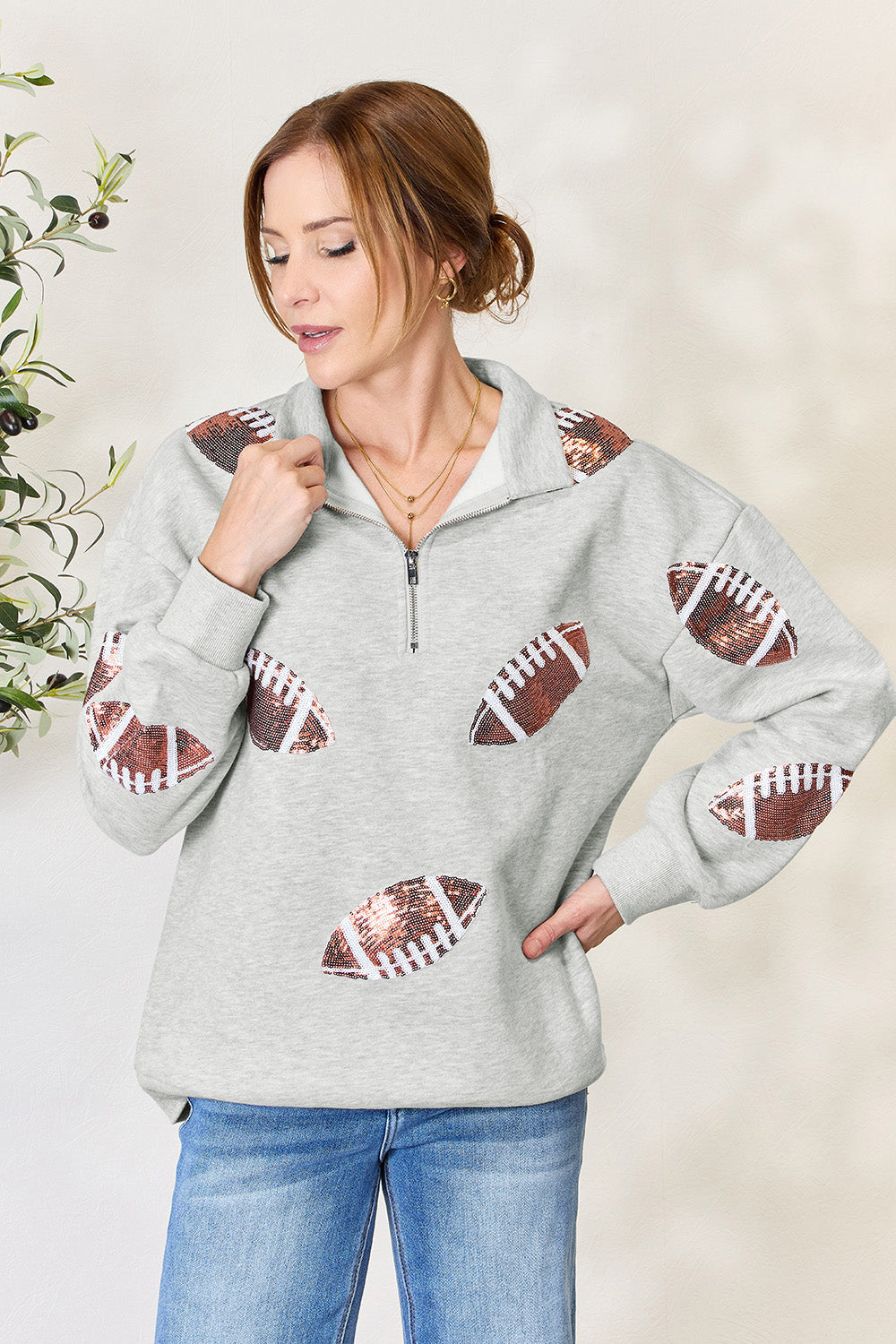 Back-to-School Sequin Football Sweatshirt