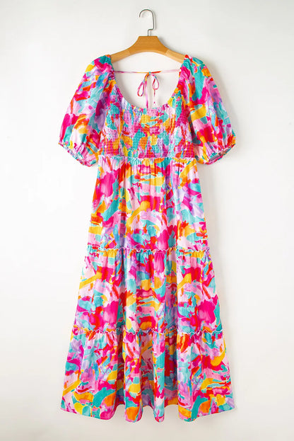 Plus Size Floral Smocked Dress