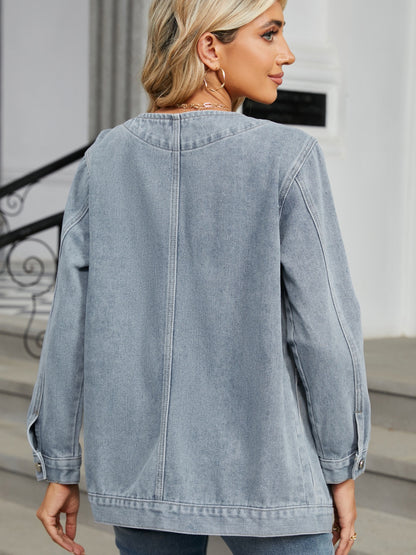 Classic Denim Jacket with V-Neck