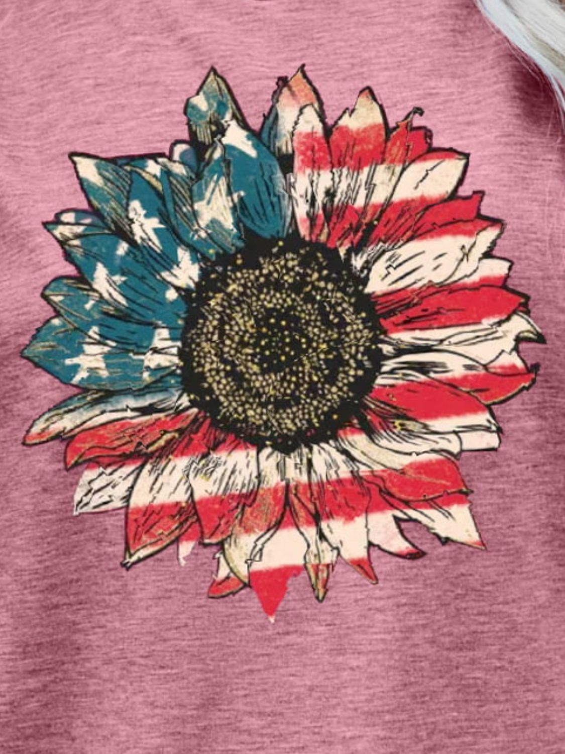 US Flag Flower Graphic Tee