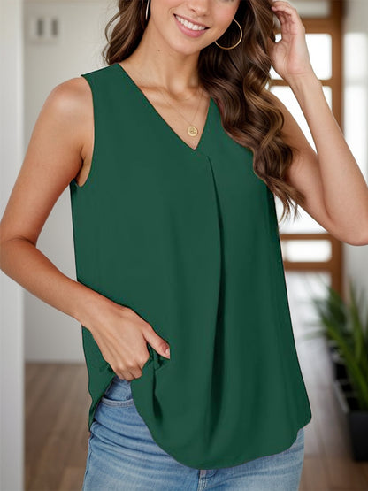 Full Size Ruched V-Neck Tank