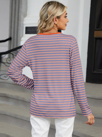 Striped Notch Neck Tee