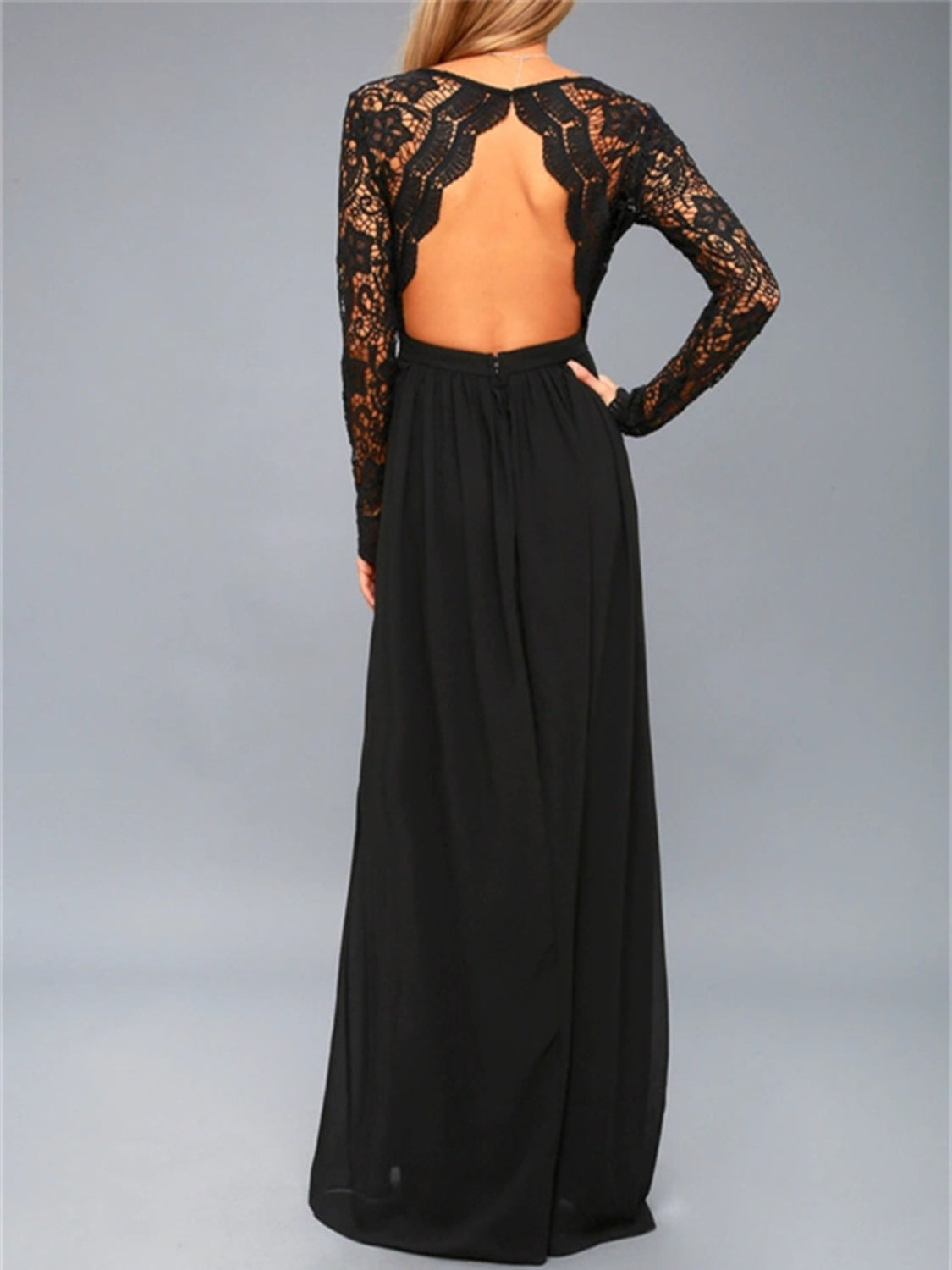 Elegant Lace Backless Maxi Dress