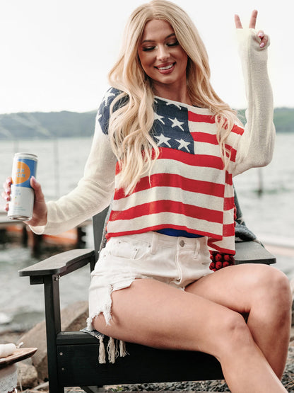 American Flag Knit Top