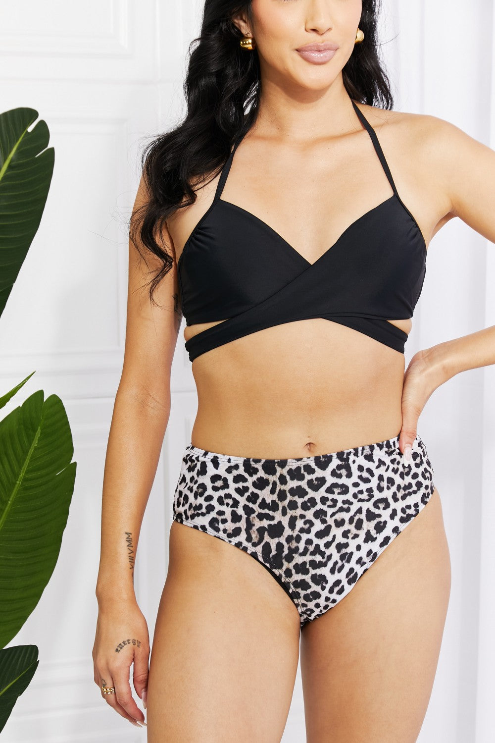 Black Twist-Front Halter Bikini