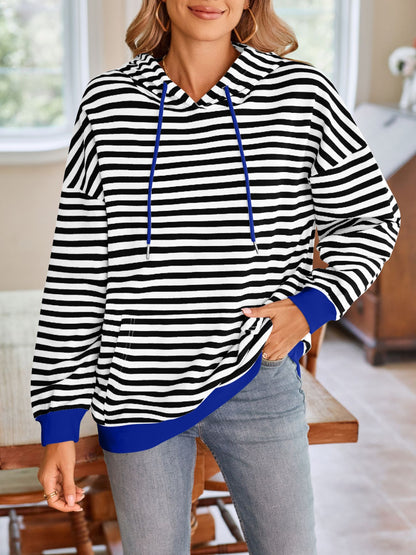 Striped Drawstring Hoodie