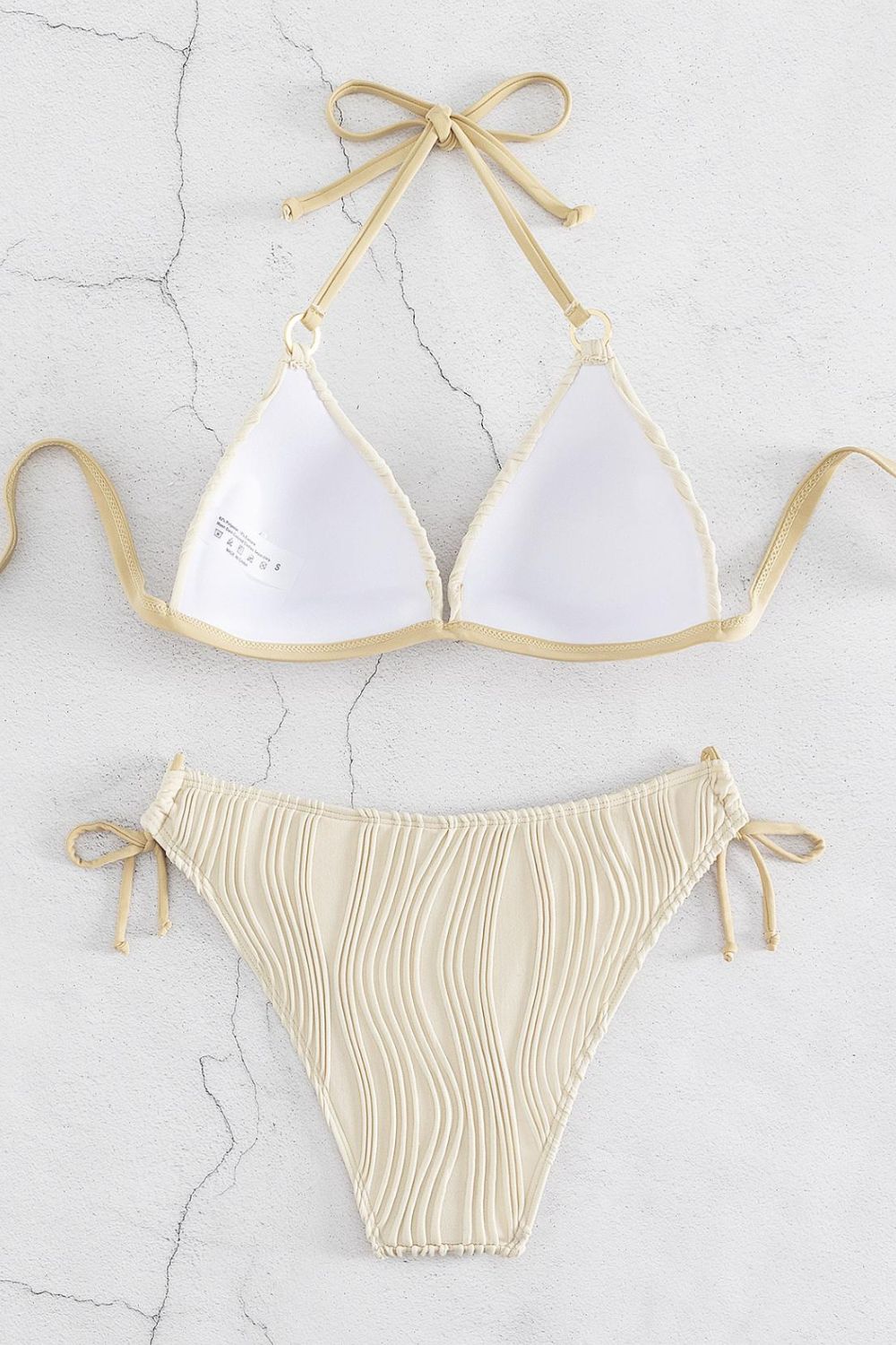 Textured Halter Tie-Side Bikini