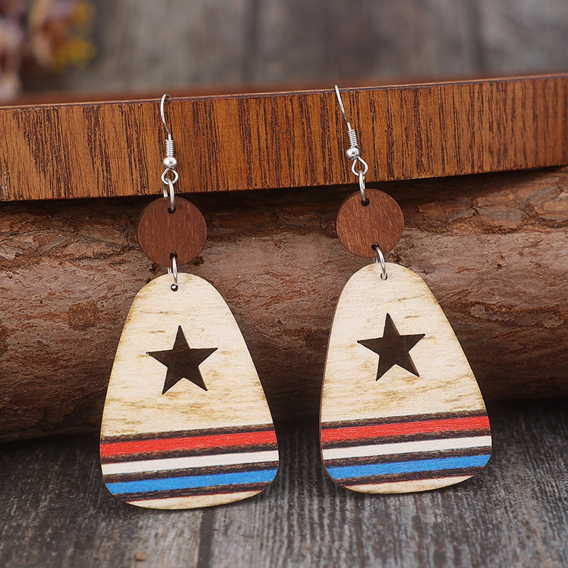 Patriotic Star & Stripe Dangle Earrings