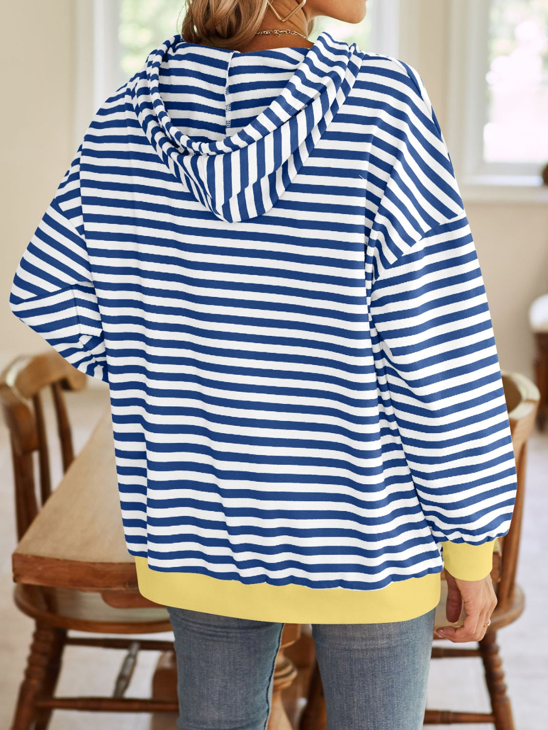 Striped Drawstring Hoodie