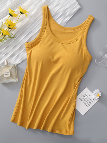 Built-in Bra Tank Top Mustard