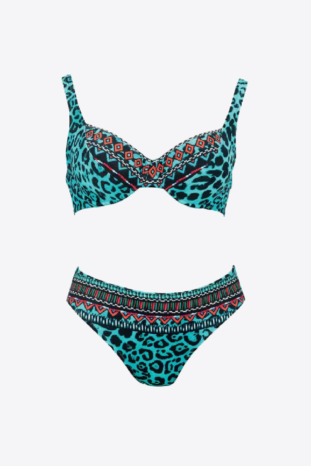 Mid Waist Leopard Bikini Set