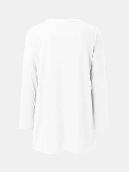 Full Size Round Neck Long Sleeve T-Shirt White