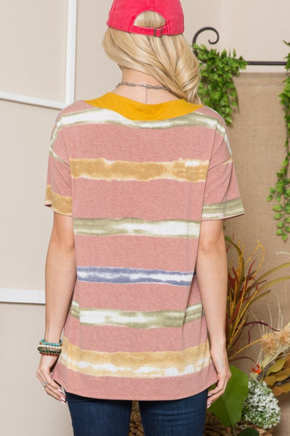 Striped V-Neck T-Shirt