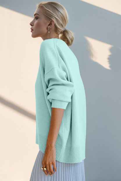 Basic Bae Round Neck Dropped Shoulder Sweater