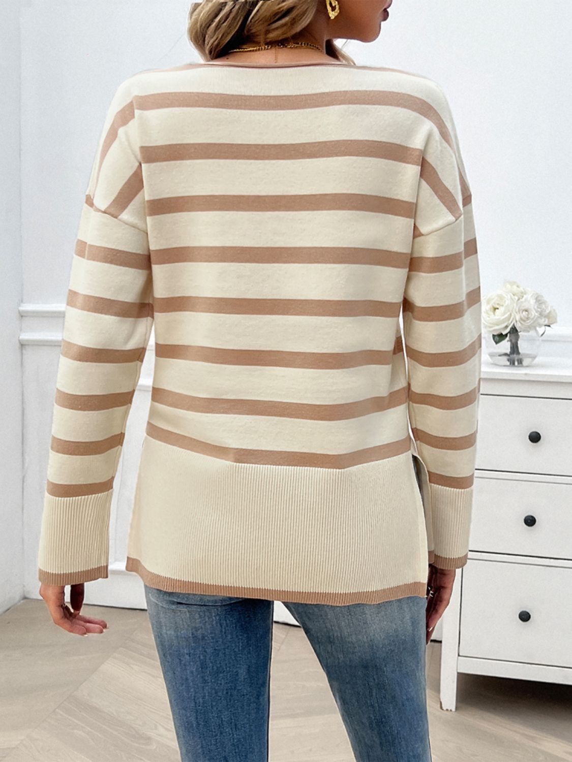 Striped V-Neck Sweater