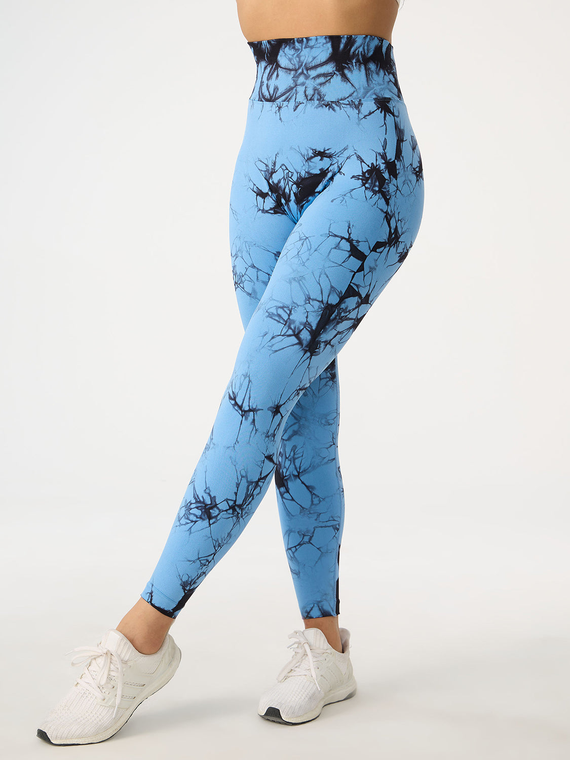 Printed High Waist Active Pants Blue