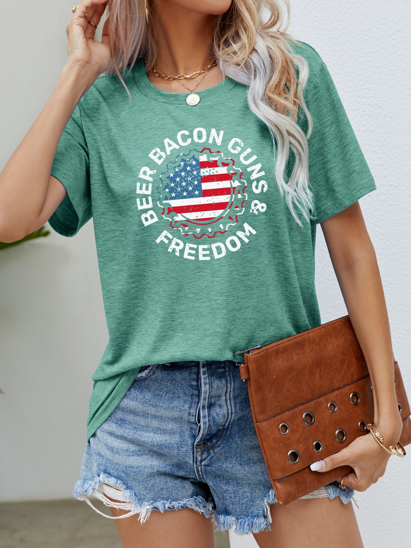 Flag Tee with Beer, Bacon & Freedom Gum Leaf
