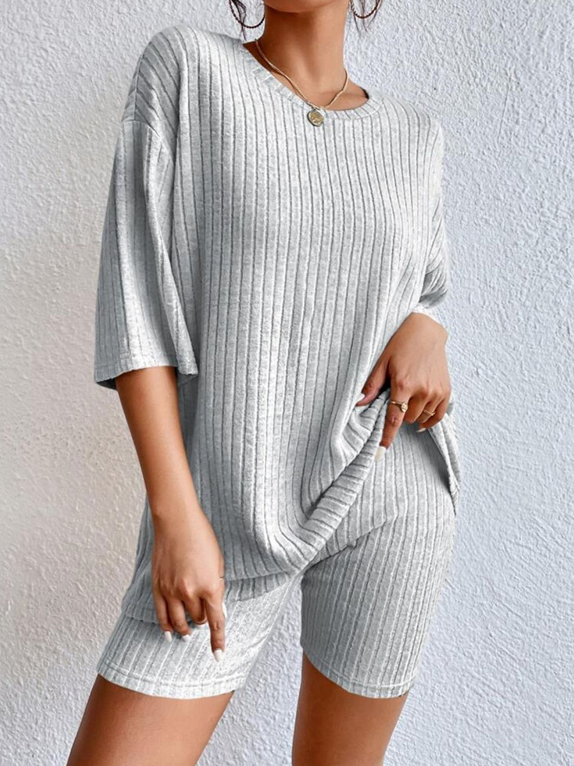 Soft Ribbed Knit Lounge Set