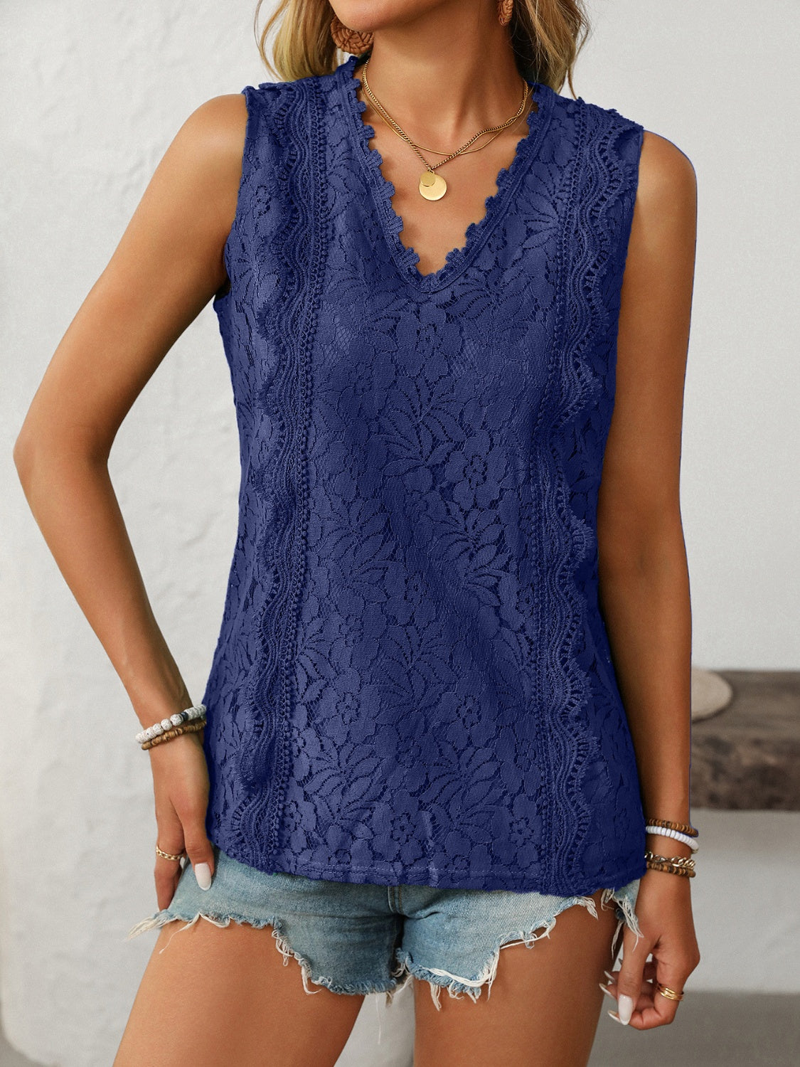 Mandy Lace V-Neck Tank