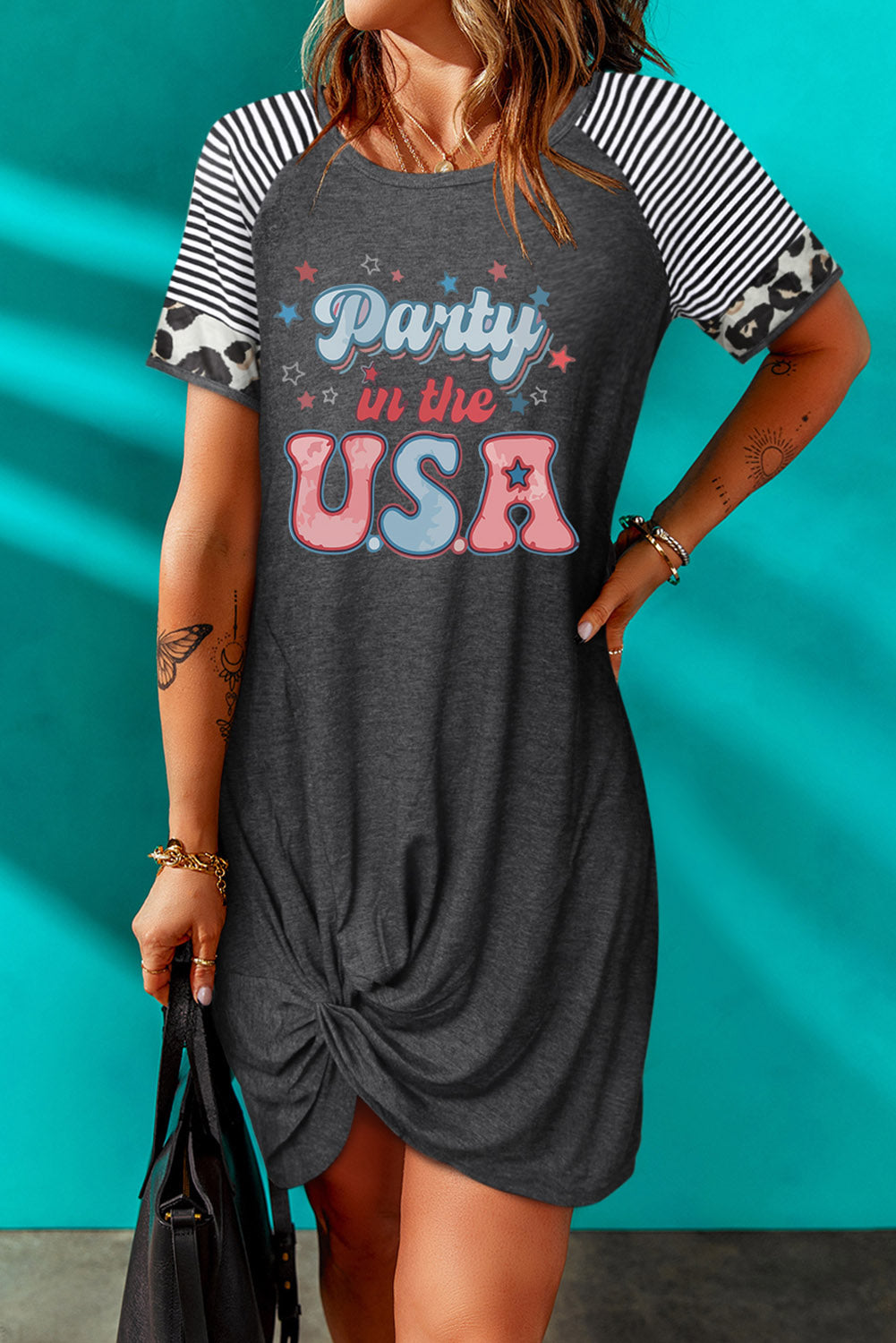 PARTY IN THE USA Graphic Twisted Dress