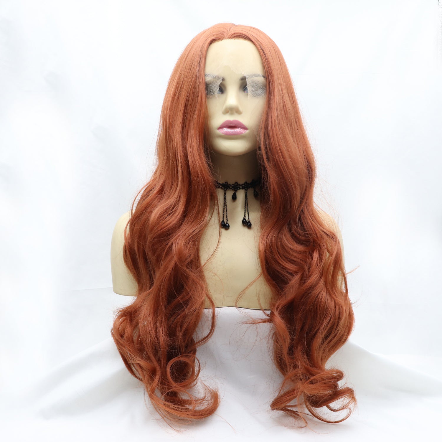 24" Wavy Lace Front Wig Orange One Size