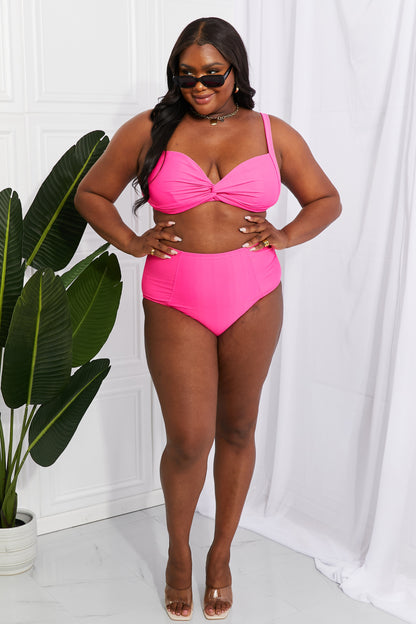 Pink High-Waisted Twist Bikini