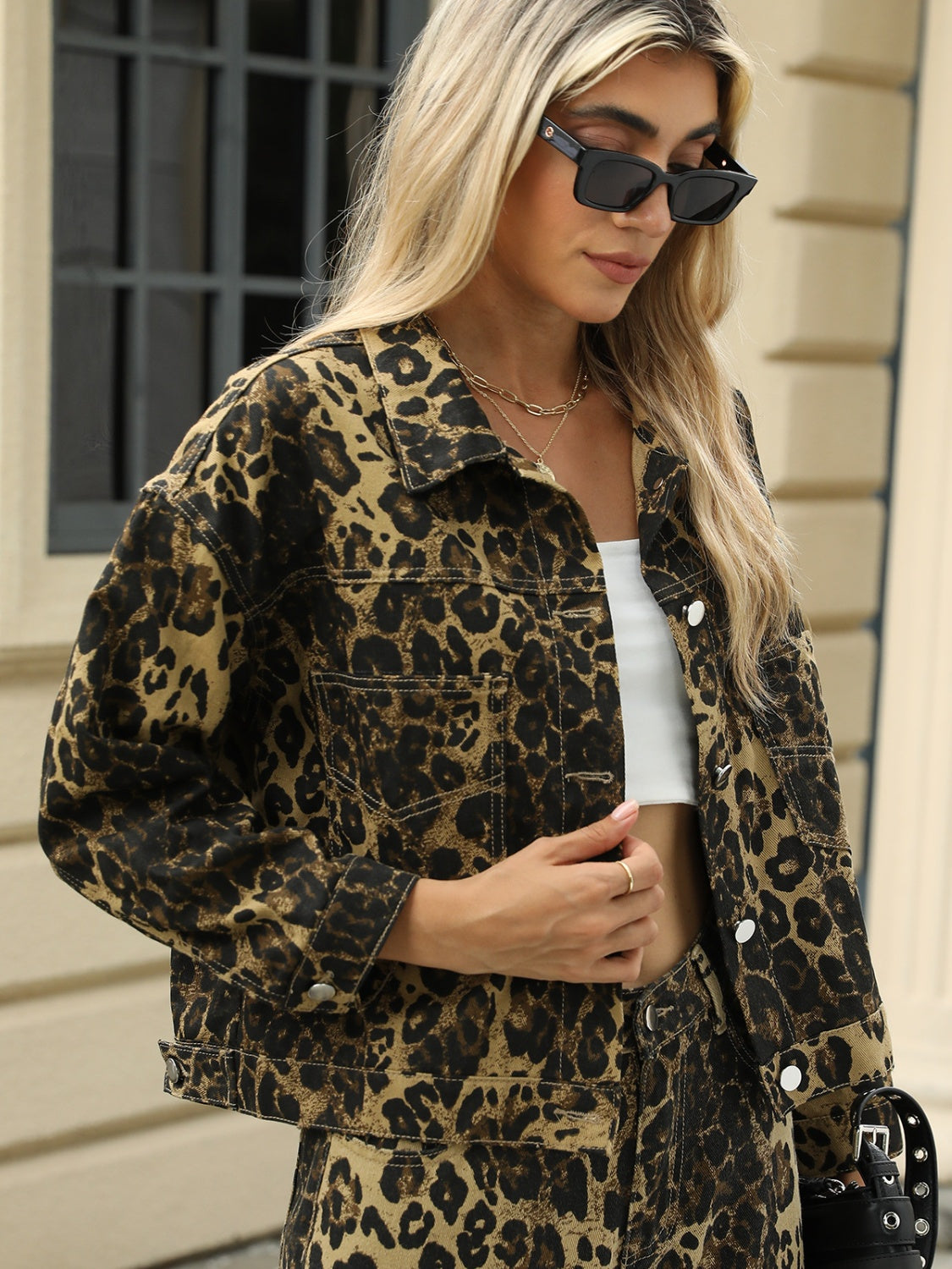 Leopard Print Denim Jacket