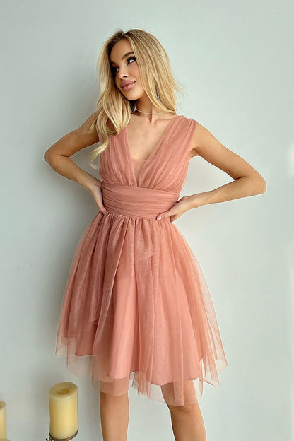 Elegant Layered Bridesmaid Dress with Heart Neckline