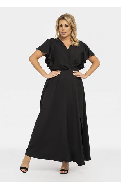 Plus Size Maxi Dress with Slit black