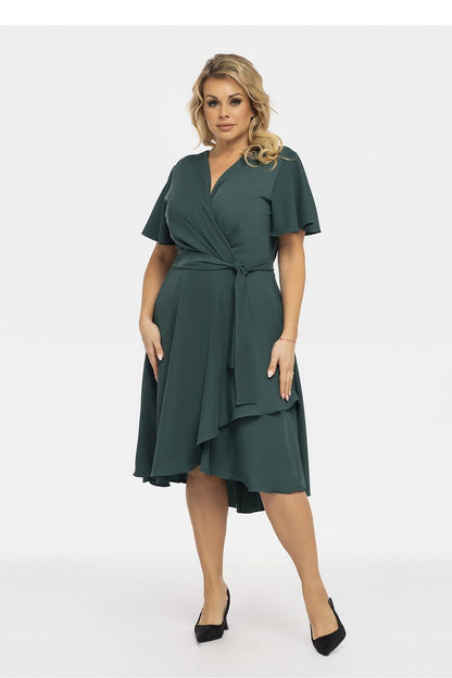 Plus Size Wrap Dress with Asymmetrical Hem