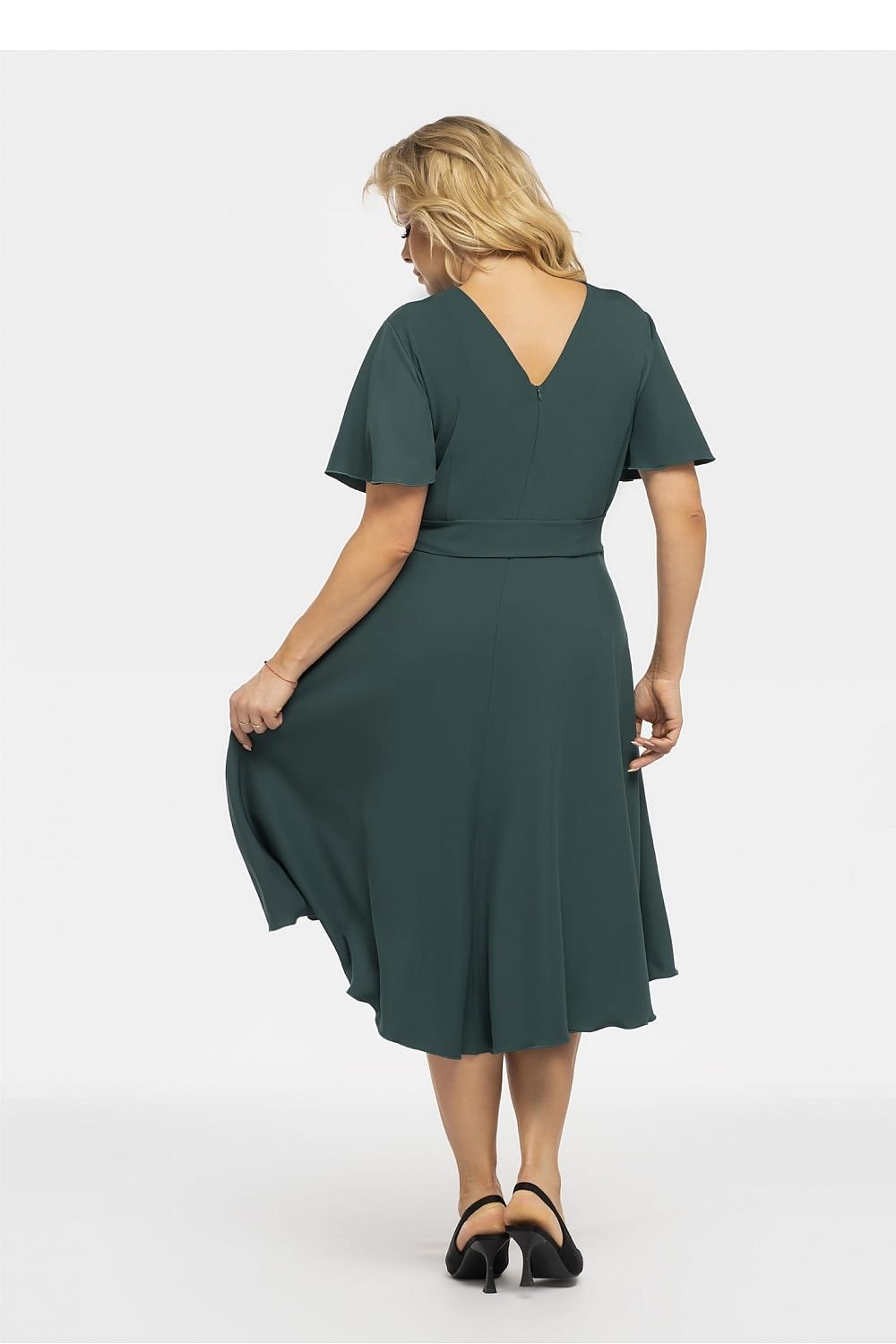 Plus Size Wrap Dress with Asymmetrical Hem