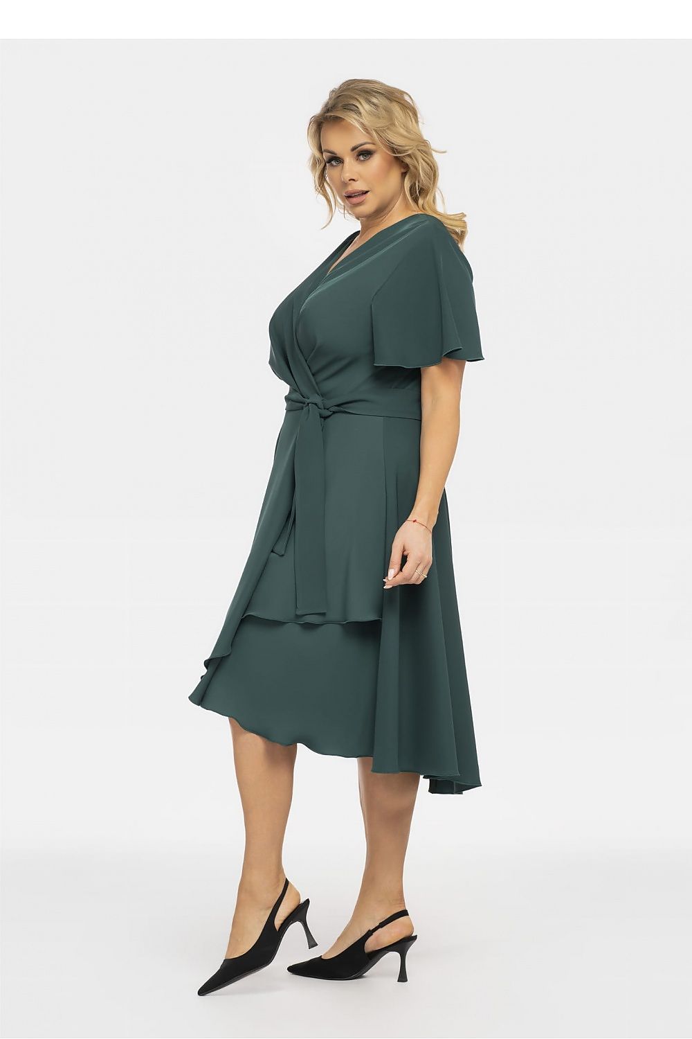 Plus Size Wrap Dress with Asymmetrical Hem