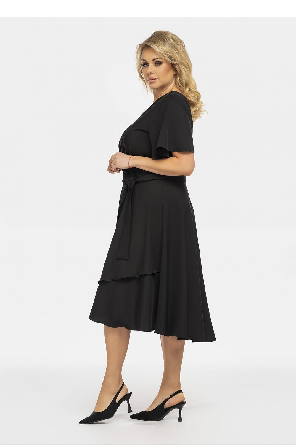 Plus Size Wrap Dress with Asymmetrical Hem