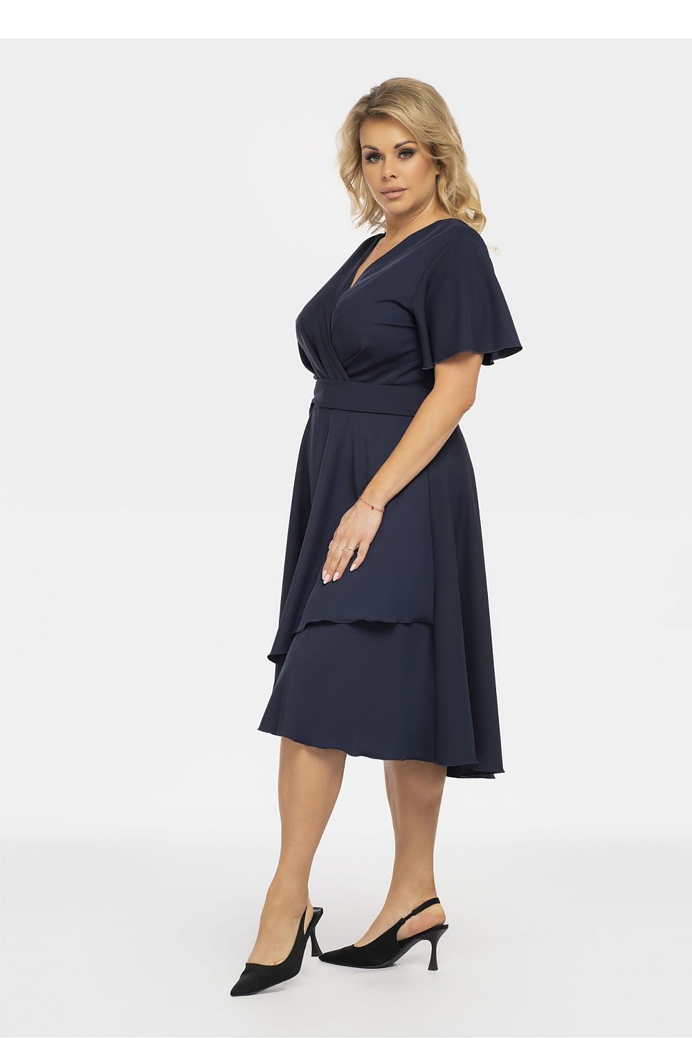 Plus Size Wrap Dress with Asymmetrical Hem