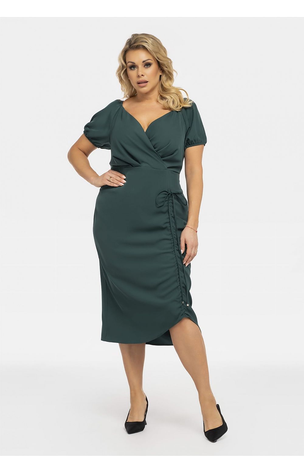 Plus Size Pencil Dress with Slit green